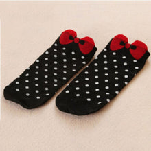 Women Cute 3D Bow Polka Dot Pattern Candy Color Cotton Blended Ankle Short Socks J4U66