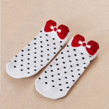 Women Cute 3D Bow Polka Dot Pattern Candy Color Cotton Blended Ankle Short Socks J4U66