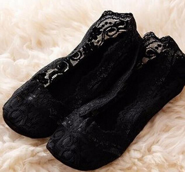 Women's Cotton Blend Lace Antiskid Invisible Liner Low Cut Socks Boat 5 Colors  J4U66