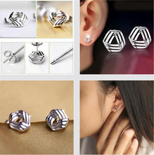 Women simple Silver Plated earrings rhyme flow models stud earrings J4U66