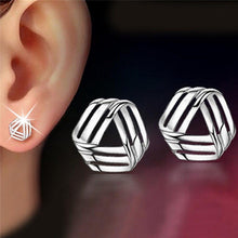 Women simple Silver Plated earrings rhyme flow models stud earrings J4U66