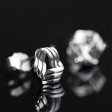 Women simple Silver Plated earrings rhyme flow models stud earrings J4U66