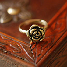 Adjustable Size  Gift Rose Bronze Sweet Elegant Style Beautiful Ancient Personality Flower Rings J4U66