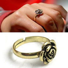 Adjustable Size  Gift Rose Bronze Sweet Elegant Style Beautiful Ancient Personality Flower Rings J4U66