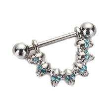 Skull Nipple Piercing Bar Shield Barbell Ring Jewel Gem Surgical Stainless Steel For Women Body Jewelry J4U66