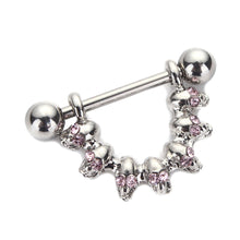 Skull Nipple Piercing Bar Shield Barbell Ring Jewel Gem Surgical Stainless Steel For Women Body Jewelry J4U66