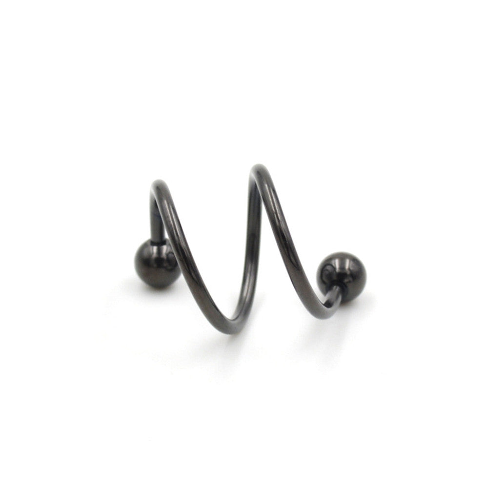 Unique Stainless Steel Ball Spiral Twisted Ear Bone Piercing Earrings Nose Stud Lip Ring Women Body Jewelry J4U66