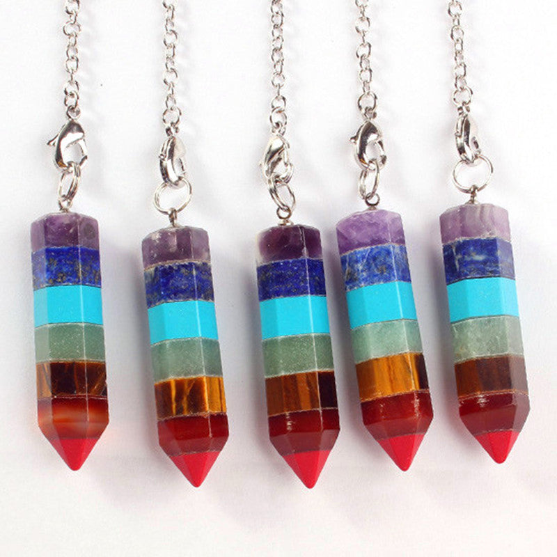 Reiki Energy Chakra Hexagonal Crystal Necklaces Pendants Natural Crystal Healing J4U66