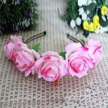 rose floral flower garland crown headband hair band bridal festival clip holiday J4U66