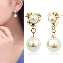 imitation pearl earrings women double created simulated pearl ear stud earrings for women  J4U66