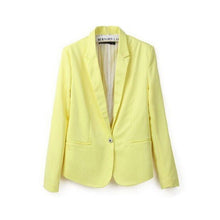 Casual Slim Solid Women Suit Blazer Women Candy Color Jacket Coat Single Button Work Suit Outwear With Lining Vogue J4U66