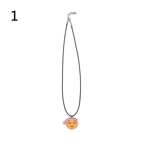 Cute Emoji Picture Pendant Necklace Leather Chain Emoticons Cabochon Collars for Women Fine Jewelry J4U66