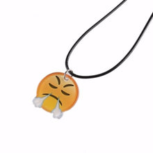 Cute Emoji Picture Pendant Necklace Leather Chain Emoticons Cabochon Collars for Women Fine Jewelry J4U66
