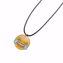 Cute Emoji Picture Pendant Necklace Leather Chain Emoticons Cabochon Collars for Women Fine Jewelry J4U66