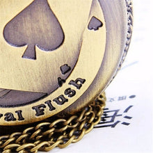 Vintage Playing Poker Cards Shape Necklace Quartz Pocket Watch Chain Pendant Necklace Xmas Gift J4U66
