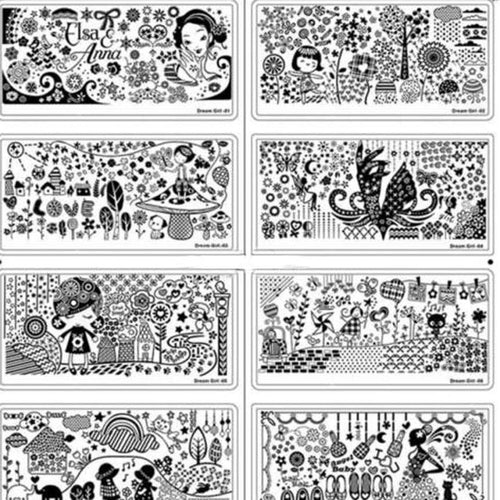 10 Styles Dream Girl Series Nail Stamp Stamping Image Steel Plate Print Nail Art Template DIY Polish Tools J4U66