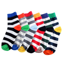 100 cotton warm men mixed color wide stripe ankle soft casual socks J4U66