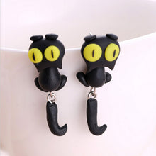 100% Handmade Polymer Clay Cute Cat Cotton Animal Stud Earrings Ear Stud Jewelry Brincos  J4U66
