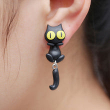 100% Handmade Polymer Clay Cute Cat Cotton Animal Stud Earrings Ear Stud Jewelry Brincos  J4U66
