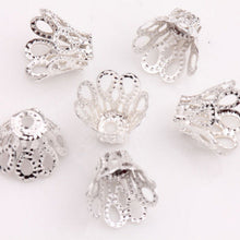 100 Pcs Silver Plated Flower Bead Caps Findings Filigree Flower Cup Shape 7mm Silver Bead Caps For Diy Jewelry Making J4U66