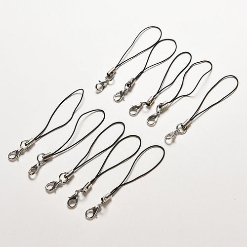 100 Pcs Black Cell Phone Lanyard Cords Strap Lariat Mobile Lobster Clasp J4U66