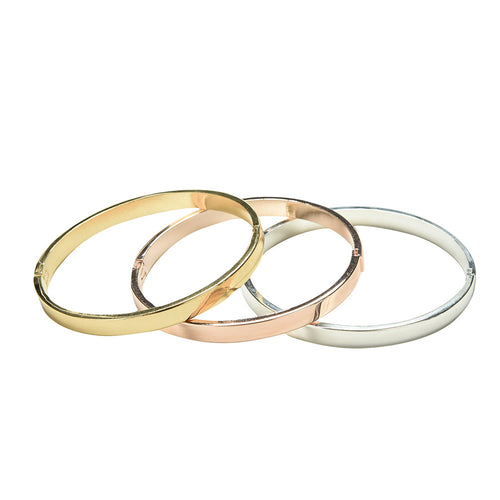 100% titanium steel plated 18K gold bracelet smooth surface lovers bracelets bangle for woman and man worn daily J4U66