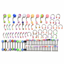 100Pcs Women Body Jewelry Eyebrow Navel Belly Lip Tongue Nose Piercing Bar Ring Jewelry J4U66