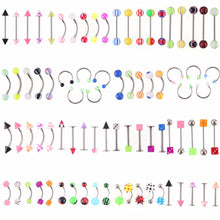 105Pcs Body Jewelry Eyebrow Navel Belly Lip Tongue Nose Piercing Bar Ring J4U66