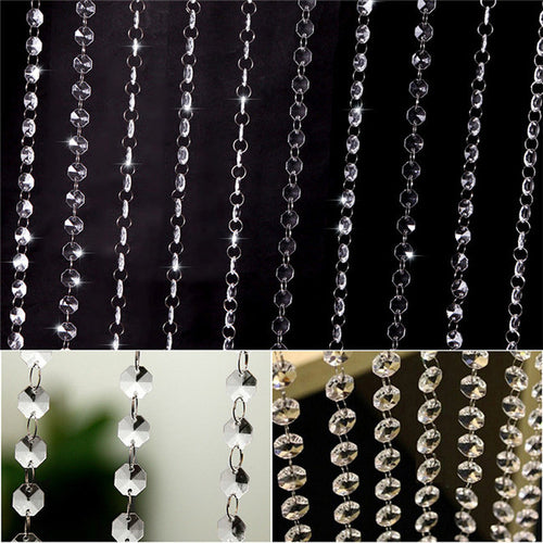10pcss 1M/3.3 Foot Wedding DIY Decor Acrylic Crystal Beads Curtain Strand Garland PY6 J4U66
