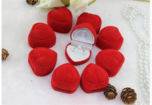 10Pcs Romantic Elegant Simplicity Durable Lid Open Red Heart Shape Ring Boxes Velvet & Flock Gift Boxes Jewelry Supplies J4U66
