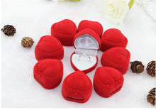 10Pcs Romantic Elegant Simplicity Durable Lid Open Red Heart Shape Ring Boxes Velvet & Flock Gift Boxes Jewelry Supplies J4U66