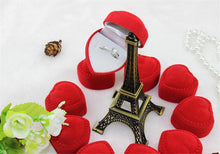 10Pcs Romantic Elegant Simplicity Durable Lid Open Red Heart Shape Ring Boxes Velvet & Flock Gift Boxes Jewelry Supplies J4U66