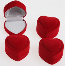 10Pcs Romantic Elegant Simplicity Durable Lid Open Red Heart Shape Ring Boxes Velvet & Flock Gift Boxes Jewelry Supplies J4U66