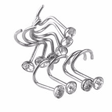 10Pcs Mix Colors Rhinestone Hook Bone Bar Pin Piercing Jewelry Nose Studs Rings J4U66