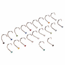 10Pcs Mix Colors Rhinestone Hook Bone Bar Pin Piercing Jewelry Nose Studs Rings J4U66