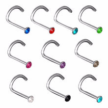 10Pcs Mix Colors Rhinestone Hook Bone Bar Pin Piercing Jewelry Nose Studs Rings J4U66