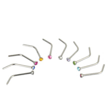 10Pcs Rhinestone Stainless Steel Screw Nose Hoop Ring Stud Body Piercing Pretty J4U66