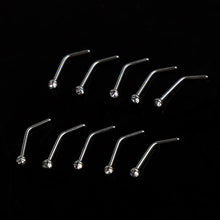 10Pcs Rhinestone Stainless Steel Screw Nose Hoop Ring Stud Body Piercing Pretty J4U66