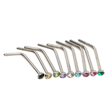 10Pcs Rhinestone Stainless Steel Screw Nose Hoop Ring Stud Body Piercing Pretty J4U66