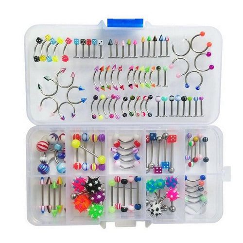 110Pcs Lovely Body Jewellery Piercing Eyebrow Belly Tongue Bar Ring Bulk lots J4U66