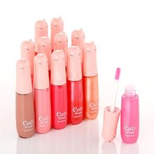 12 colors womens charm make up lip gloss cartoon cat lid liquid lip tint cosmetics J4U66