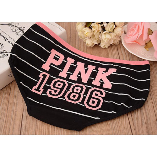 12 Style Sexy Underwear Panties Cotton Stripe Mid Rise Panties Cute Letter Pink Print Girl Casual Underwear PY3 J4U66