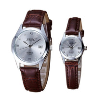 12 Styles BrandCouple Lovers Watch Auto Date Calendar Quartz Movement Leather Strap Wristwatches Relogio Masculino J4U66