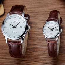 12 Styles BrandCouple Lovers Watch Auto Date Calendar Quartz Movement Leather Strap Wristwatches Relogio Masculino J4U66