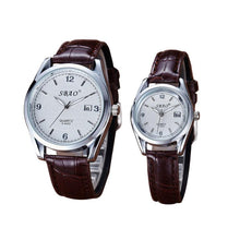 12 Styles BrandCouple Lovers Watch Auto Date Calendar Quartz Movement Leather Strap Wristwatches Relogio Masculino J4U66