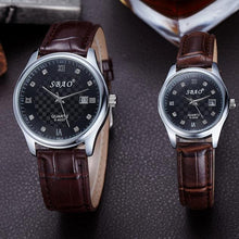 12 Styles BrandCouple Lovers Watch Auto Date Calendar Quartz Movement Leather Strap Wristwatches Relogio Masculino J4U66