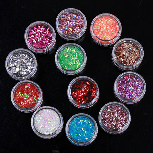 12colors set nail art paillette tip decoration 2mm nail art decoration sticker J4U66