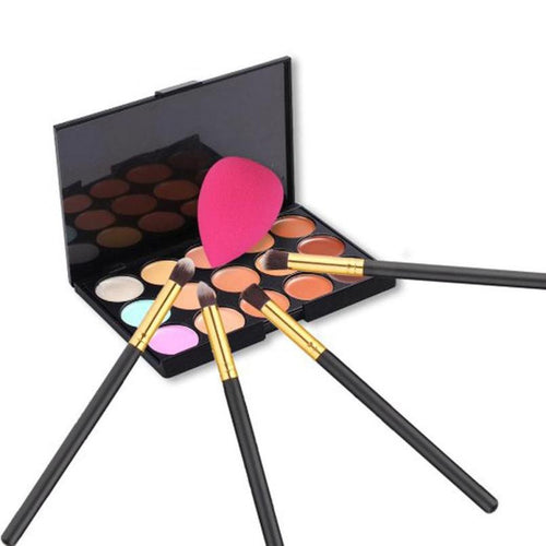 15 Colors Maquiagem Professional Concealer Palette Makeup Contour Palette + 4pc Powder Brushes +Sponge Blender J4U66