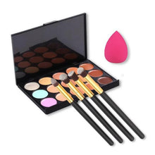 15 Colors Maquiagem Professional Concealer Palette Makeup Contour Palette + 4pc Powder Brushes +Sponge Blender J4U66