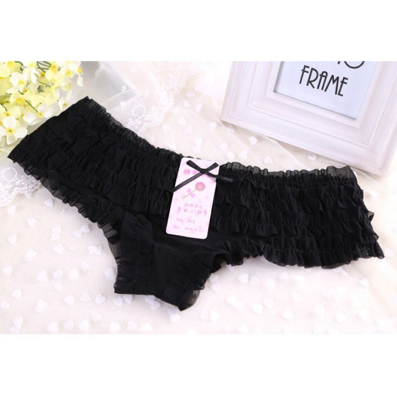 16 Colors Women Rainbow Bowknot Boyshorts Sexy Dot Underwear Women Lace Ruffles Sheer Panties Butt Lifter Briefs PY3 J4U66